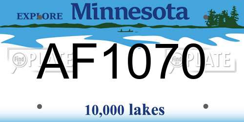 AF1070 Minnesota License Plate