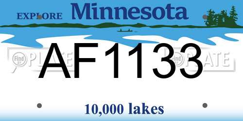 AF1133 Minnesota License Plate