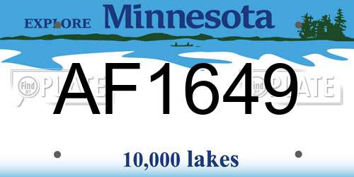 AF1649 Minnesota License Plate