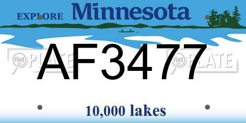AF3477 Minnesota License Plate