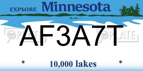 AF3A7T Minnesota License Plate