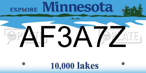 AF3A7Z Minnesota License Plate