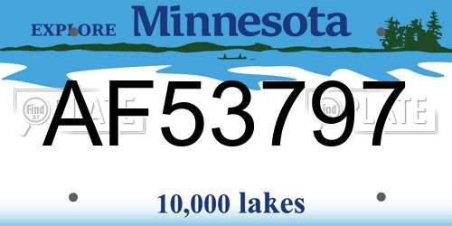 AF53797 Minnesota License Plate