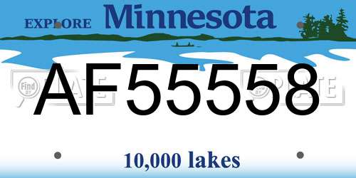 AF55558 Minnesota License Plate