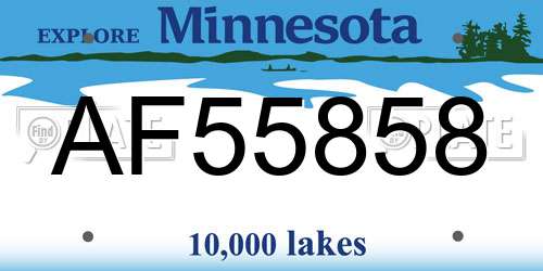 AF55858 Minnesota License Plate