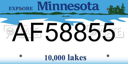AF58855 Minnesota License Plate