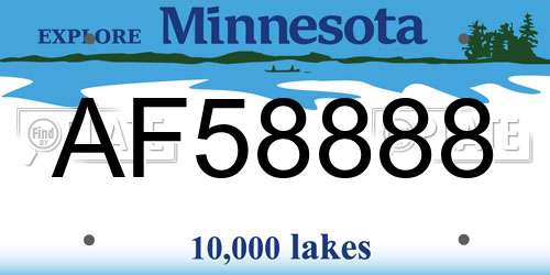 AF58888 Minnesota License Plate
