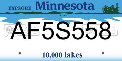 AF5S558 Minnesota License Plate