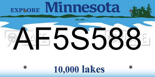 AF5S588 Minnesota License Plate