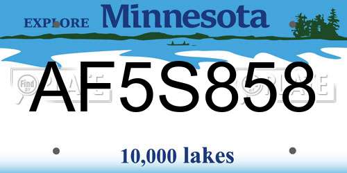 AF5S858 Minnesota License Plate