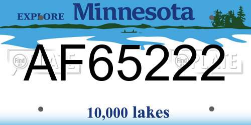 AF65222 Minnesota License Plate