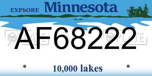 AF68222 Minnesota License Plate