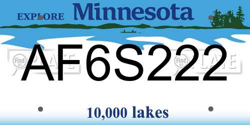 AF6S222 Minnesota License Plate