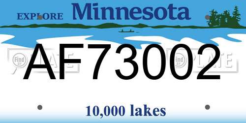 AF73002 Minnesota License Plate