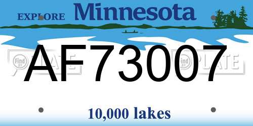 AF73007 Minnesota License Plate