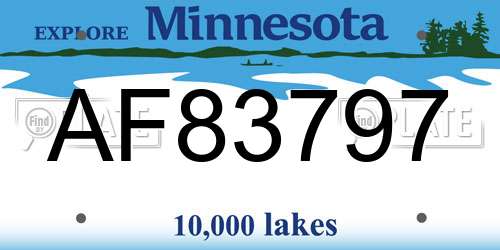 AF83797 Minnesota License Plate