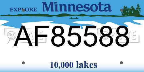 AF85588 Minnesota License Plate