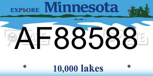 AF88588 Minnesota License Plate