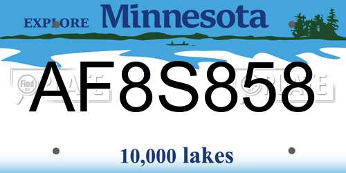 AF8S858 Minnesota License Plate