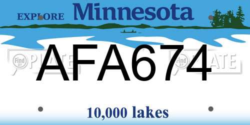 AFA674 Minnesota License Plate