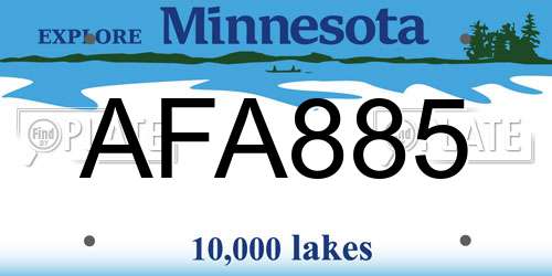 AFA885 Minnesota License Plate