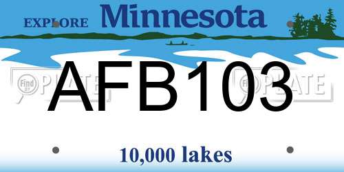AFB103 Minnesota License Plate