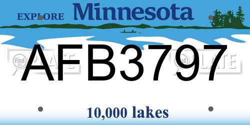 AFB3797 Minnesota License Plate