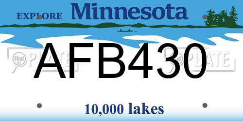 AFB430 Minnesota License Plate