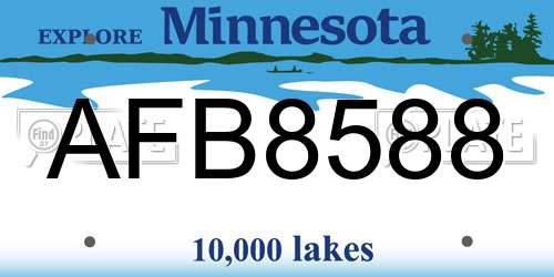 AFB8588 Minnesota License Plate