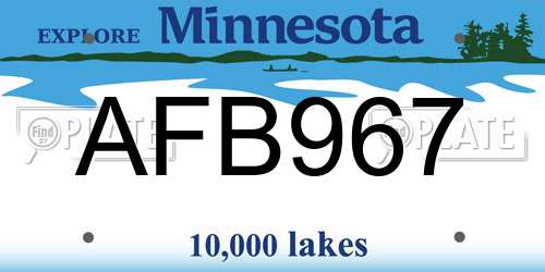 AFB967 Minnesota License Plate