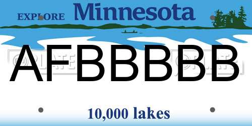 AFBBBBB Minnesota License Plate