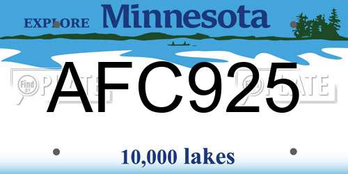AFC925 Minnesota License Plate