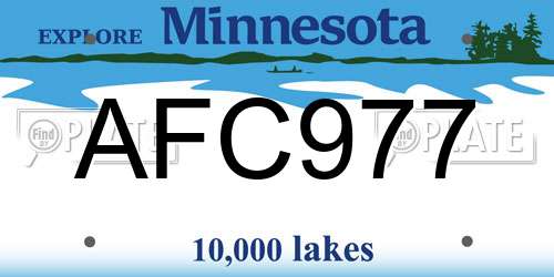 AFC977 Minnesota License Plate