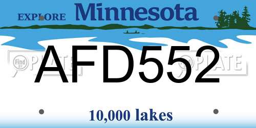 AFD552 Minnesota License Plate