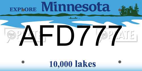 AFD777 Minnesota License Plate