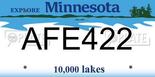 AFE422 Minnesota License Plate