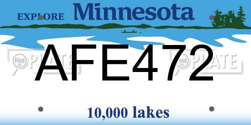 AFE472 Minnesota License Plate