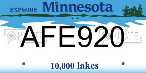 AFE920 Minnesota License Plate