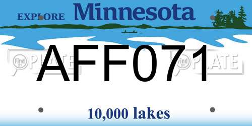 AFF071 Minnesota License Plate