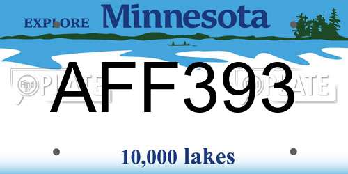 AFF393 Minnesota License Plate