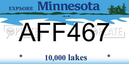 AFF467 Minnesota License Plate