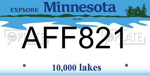 AFF821 Minnesota License Plate