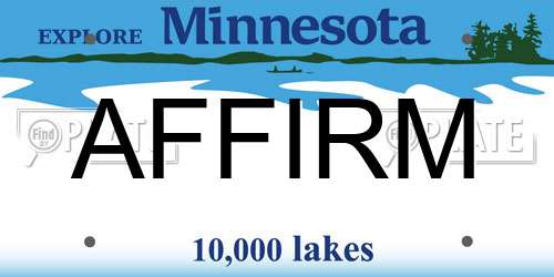 AFFIRM Minnesota License Plate