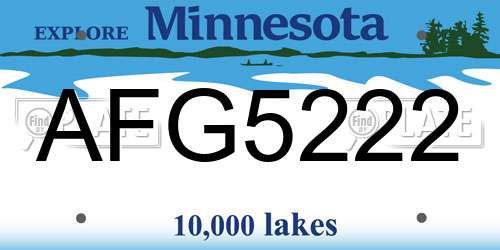 AFG5222 Minnesota License Plate