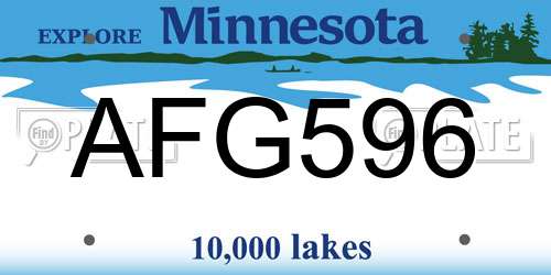 AFG596 Minnesota License Plate