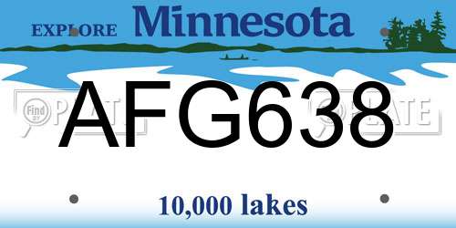 AFG638 Minnesota License Plate
