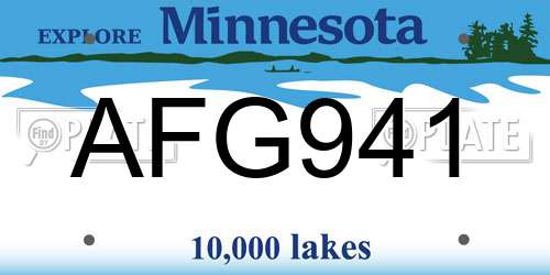AFG941 Minnesota License Plate