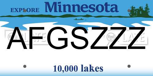AFGSZZZ Minnesota License Plate