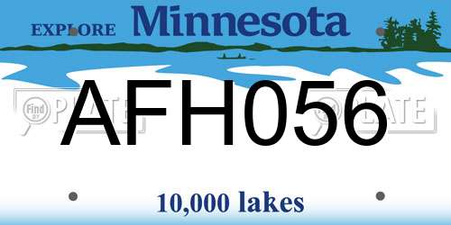 AFH056 Minnesota License Plate