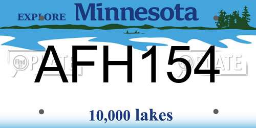 AFH154 Minnesota License Plate